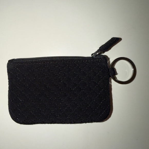 Vera Bradley Black Quilted Floral Keychain Wallet - Picture 2 of 3